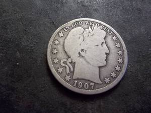 lot 49 image: 1907 D Barber Silver Half Dollar