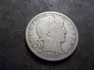 lot 50 image: 1907 O Barber Silver Half Dollar