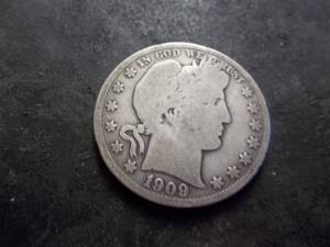 lot 51 image: 1909 Barber Silver Half Dollar