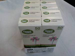 lot 121 image: 12 boxes 50 Compostable Straws each...