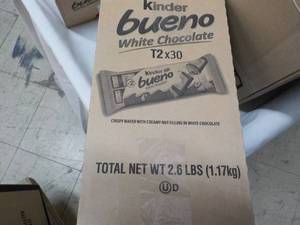 lot 291 image: 2.6 lb. box Kinder Bueno White Choc...
