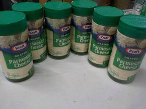 lot 300 image: 6 ct Kraft 8 oz Grated Parmesan Che...