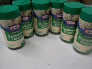 lot 303 image: 6 ct Kraft 8 oz Grated Parmesan Che...