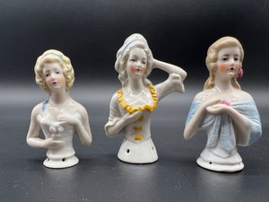 lot 45 image: Set of 3 Vintage German Porcelain Half Dolls