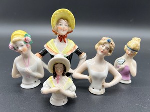 lot 46 image: Set of 5 German Porcelain Half Dolls