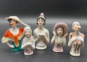lot 47 image: Set of 5 Vintage German Half Dolls Figurines - Made in Japan