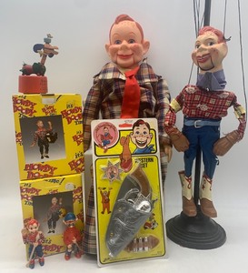 lot 51 image: Vintage Howdy Doody Collectible Dolls and Marionette Set