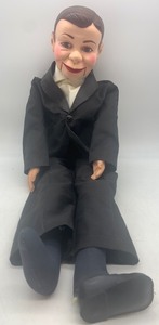 lot 52 image: Vintage Ventriloquist Dummy with Black Suit and Movable Mouth