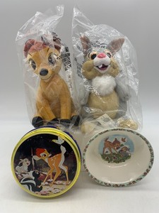 lot 126 image: Disney Bambi and Thumper Plush Toys with Collectible Tin and Bowl Set