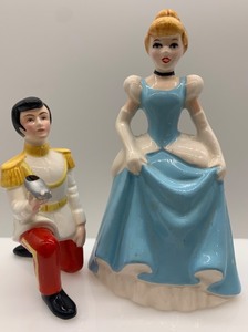 lot 130 image: Vintage Walt Disney Cinderella and Prince Charming Ceramic Figurines