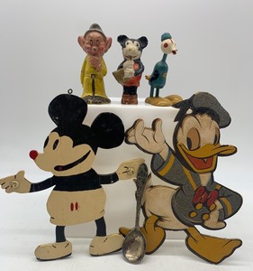 lot 135 image: Collection of Vintage Disney Figurines and Wall Plaques featuring Mickey Mouse and Donald Duck