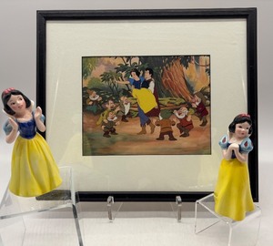 lot 143 image: Disney Snow White Framed Print and Figurine Set