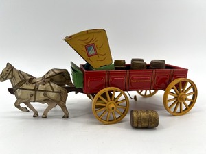 lot 155 image: Vintage Tin Horse-Drawn Wagon Toy by Northwestern Products Co.