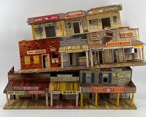 lot 157 image: Wooden Old West Town Model Set with Detailed Storefronts