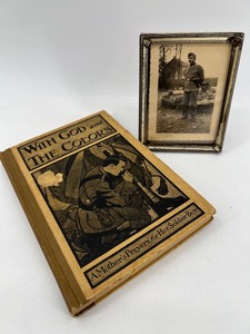 lot 193 image: WWI Memorabilia Collection Soldier Portrait, Prayer Book, & Souvenir Hanky