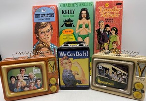 lot 247 image: Collection of Vintage Paper Dolls and Retro Themed Tins