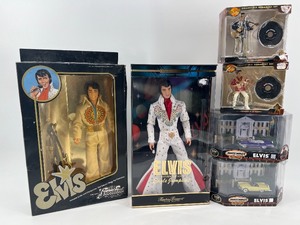 lot 265 image: Elvis Presley Collectible Figurine and Ornament Set with Matchbox Cars
