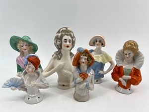 lot 273 image: Collection of 6 Vintage Porcelain Half Doll Figurines
