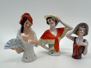 lot 276 image: Set of 3 Vintage Porcelain Half-Doll Figurines