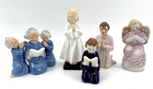 lot 278 image: Collection of 5 Porcelain Prayer Figurines including Royal Doulton