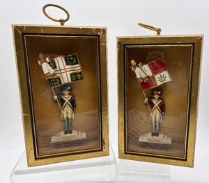 lot 309 image: Pair of Framed 18th Century Style Soldier Figurines
