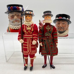 lot 312 image: Collection of Beefeater Figurines and Royal Doulton Character Jugs
