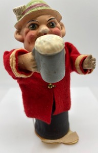 lot 326 image: Vintage German Beer Drinker Automaton with Felt Clothing