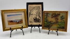 lot 327 image: Set of 3 Framed Artworks - Landscape and Winter Scenes