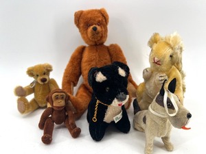 lot 331 image: Collection of Vintage Plush Toys - Bears, Monkey, Dog, Rabbit
