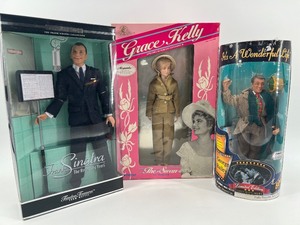 lot 344 image: Set of 3 Collectors Dolls Frank Sinatra, Grace Kelly, and George Bailey