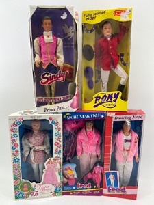lot 355 image: Collection of 5 Vintage Fashion and Prince Dolls in Original Packaging including Dancing Fred and Night Star Fred