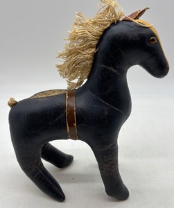 lot 371 image: Vintage Stuffed Leather Horse Figurine