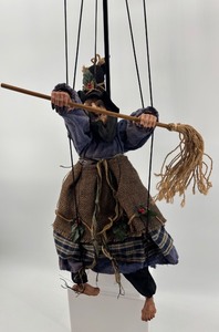 lot 378 image: Handcrafted Kitchen Witch Marionette with Broom