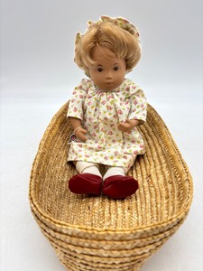 lot 389 image: Vintage Sasha Baby Doll with Floral Dress and Bonnet