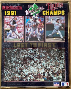 lot 391 image: Framed 1991 Minnesota Twins World Series Champs Poster