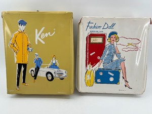 lot 395 image: Lot of 2 Ken and Barbie Fashion Doll Wardrobe Cases