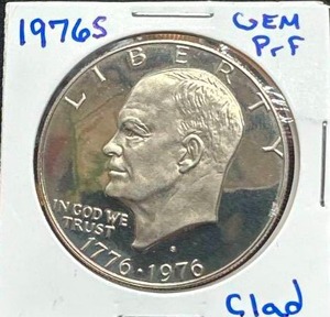lot 9 image: 1976-S Toned Eisenhower Dollar (uniform slight bronze beautiful toning)