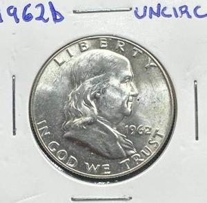 lot 10 image: 1962-D Uncirculated Half Dollar