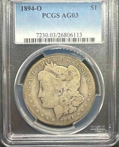 lot 14 image: 1894-O Morgan Silver Dollar (better date)