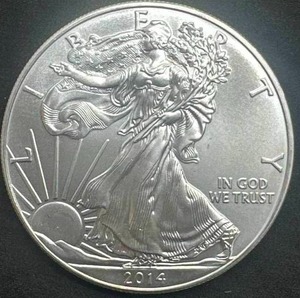 lot 22 image: 2014 1oz .999 Silver Eagle BU