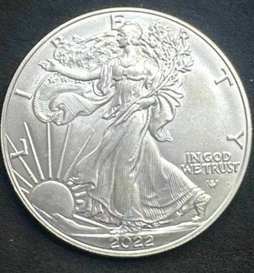 lot 23 image: 2022 1oz .999 Silver Eagle BU