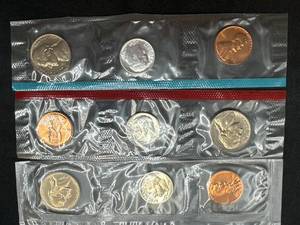 lot 33 image: 1963 Lot of 9 Coins (BU Coins & 3 Silver Roosevelts)