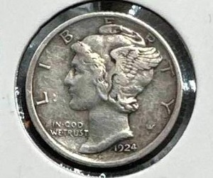 lot 42 image: 1924-D Mercury Dimes XF
