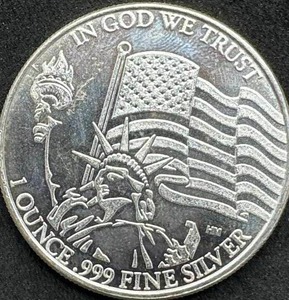 lot 51 image: 1oz .999 Silver AMAC Round BU