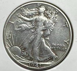 lot 55 image: 1941-D Walking Liberty Half Dollar VF