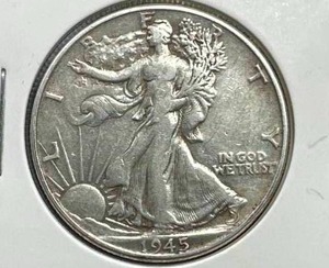 lot 62 image: 1945-D Walking Liberty Half Dollar VF