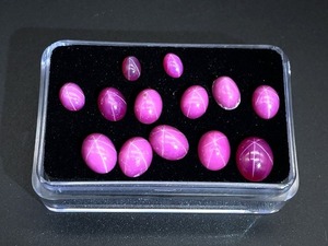 lot 36B image: 23.77 Carat Parcel Pink  Red Star Sapphire Collection, High-Contrast Asterism Star Effect  VIDEO 