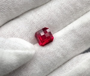 lot 41B image: 3.97 Carat Ruby Vivid Red Gemstone Fancy Cushion Checkered Cut,, Head Turning Sparkle & Color  VIDEO 