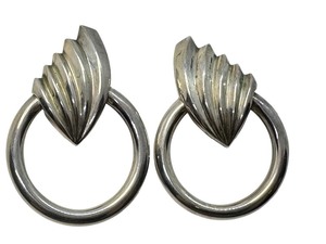 lot 19C image: Pair of Large Vintage Sterling Silver Earrings