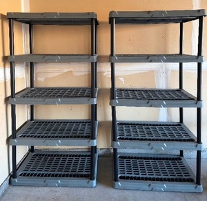 lot 32 image: Pair of Plastic Storage Shelves